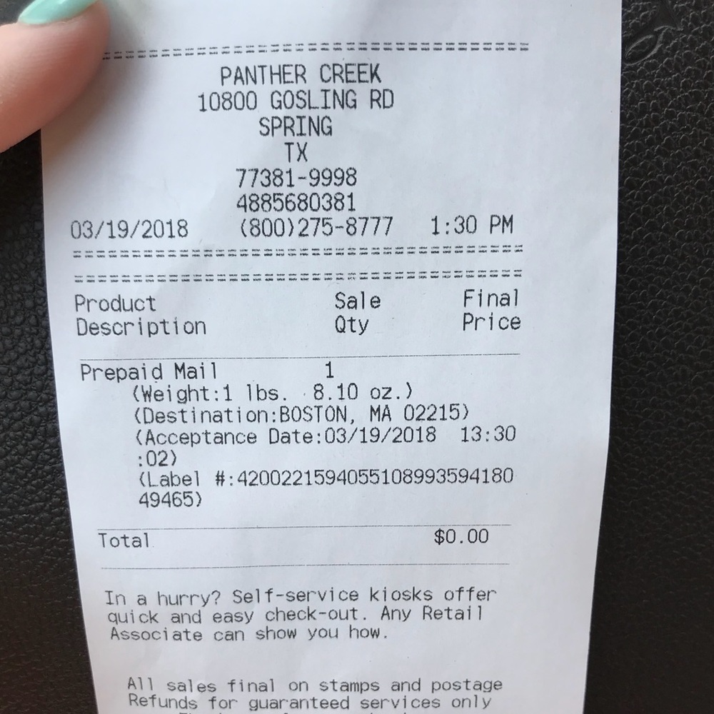 Shipping receipt!!